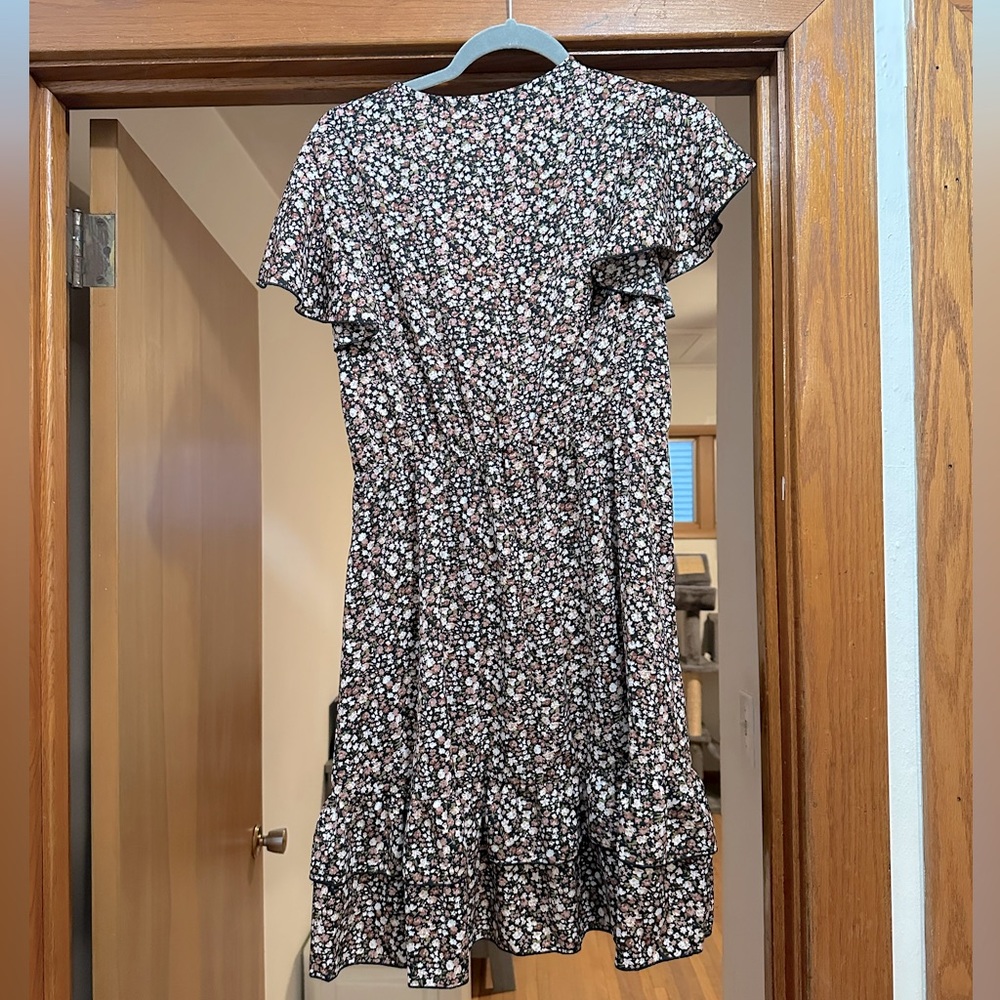 SHEIN L Floral High Neck Floral Dress
